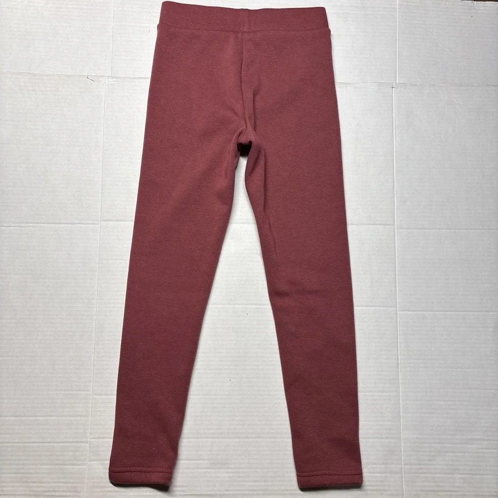Old Navy Girls Fleece Leggings Size L Large Burgundy High Rise Stretch Pants